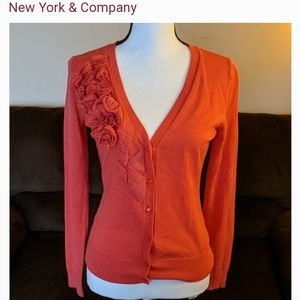 NY&Co Coral Floral Embelished Cardigan